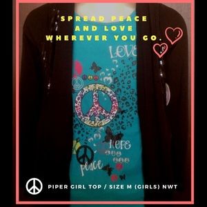 PIPER GIRL'S PEACE SIGN TOP M (7-8) NWT